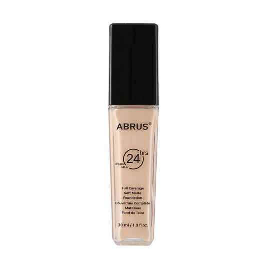 ABRUS Foundation Makeup - Flawless Matte Liquid Foundation for Full Coverage up to 24 Hours (A02 Nude, 30 ml)